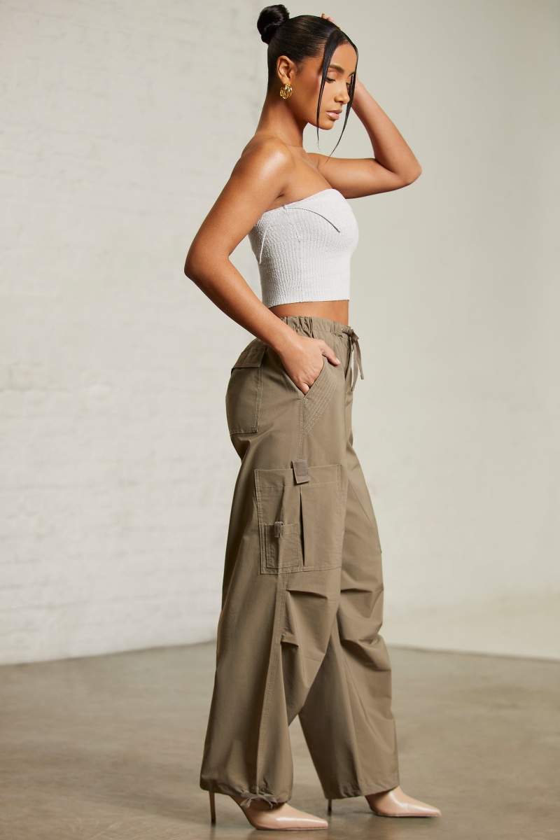 Green Women's Oh Polly Wide Leg Cargo Pants | 15762XBWQ