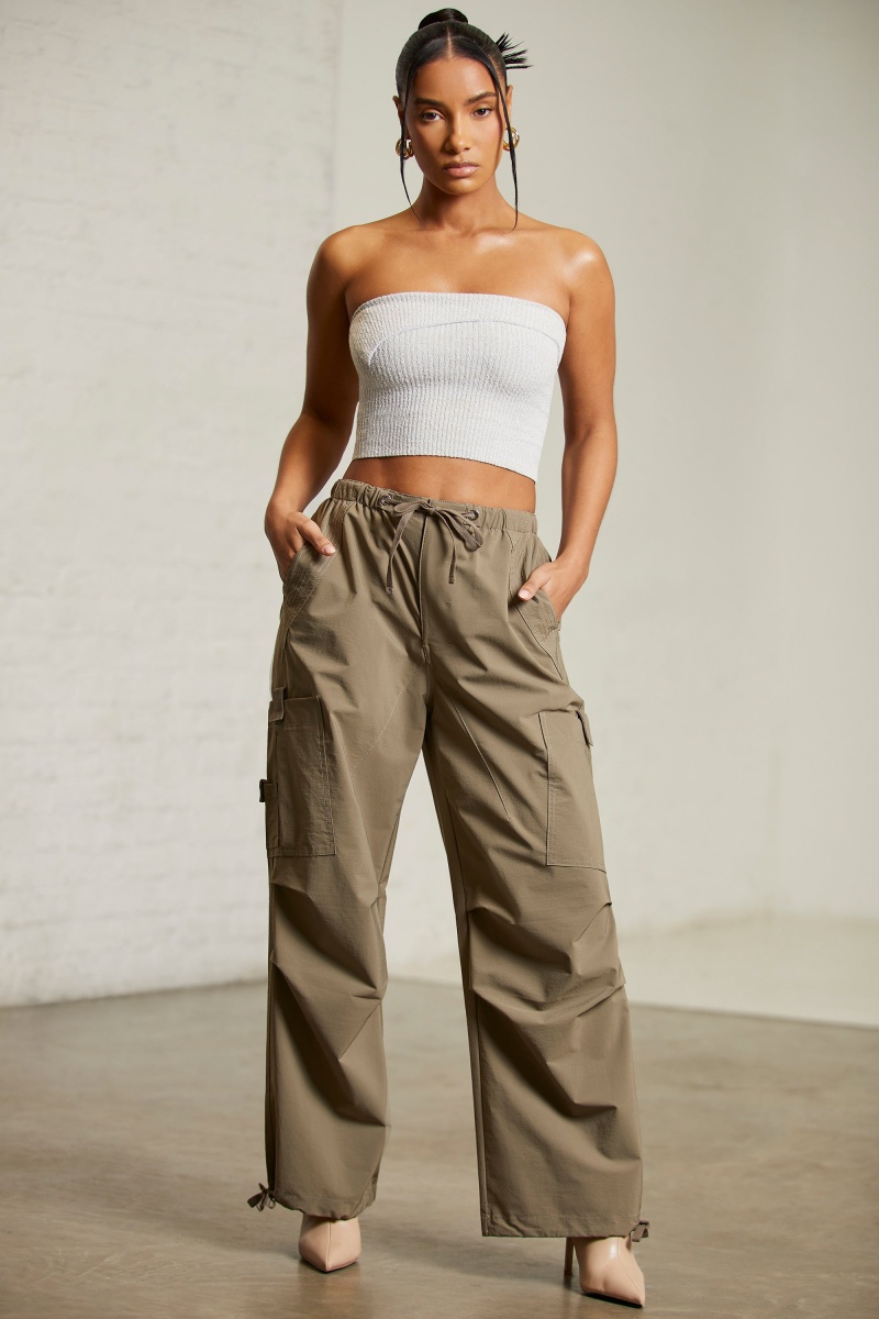 Green Women's Oh Polly Wide Leg Cargo Pants | 15762XBWQ