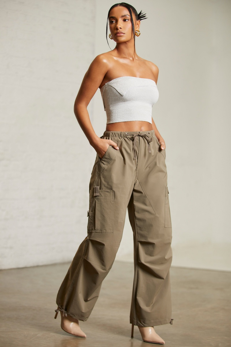 Green Women's Oh Polly Wide Leg Cargo Pants | 15762XBWQ