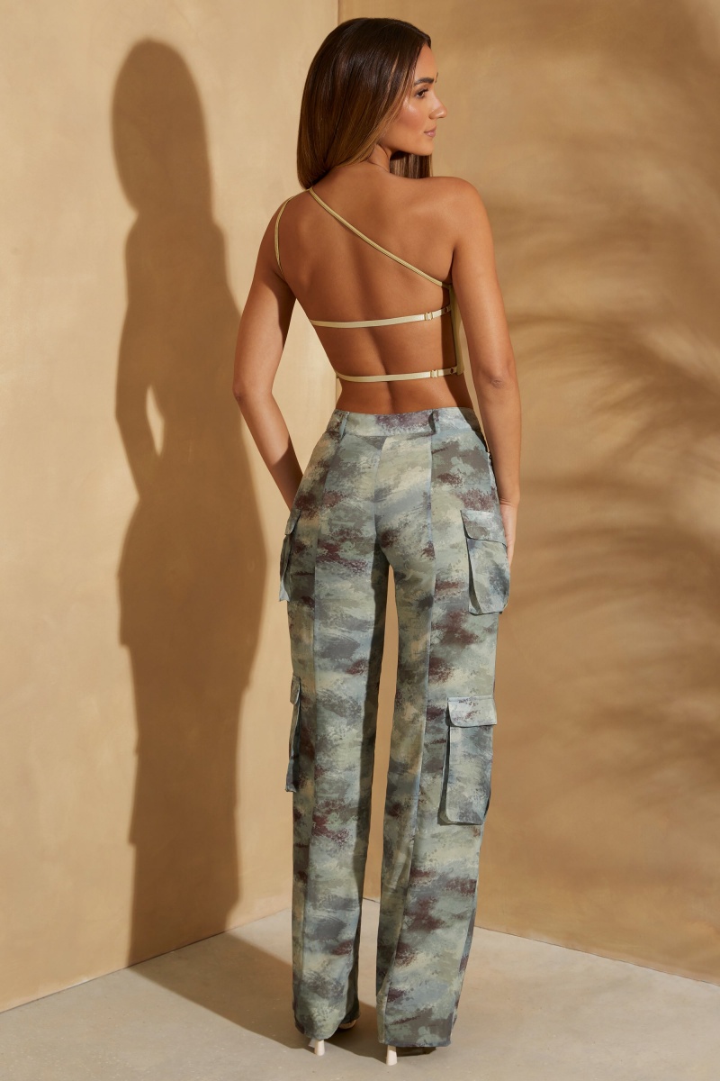 Khaki Women's Oh Polly High Waist Camo Cargo Pants | 58021YBGW