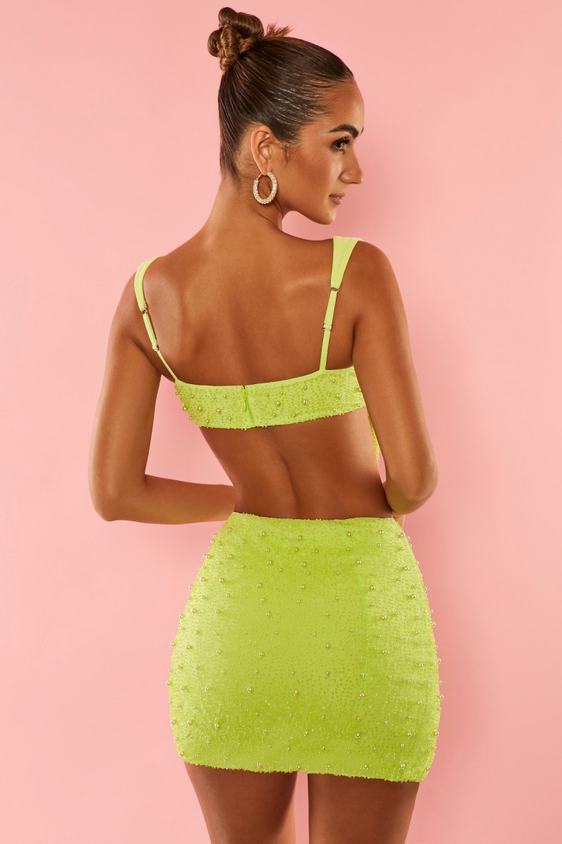 Light Green Women's Oh Polly High Waist Thigh Split Mini Skirts | 28107TKJB