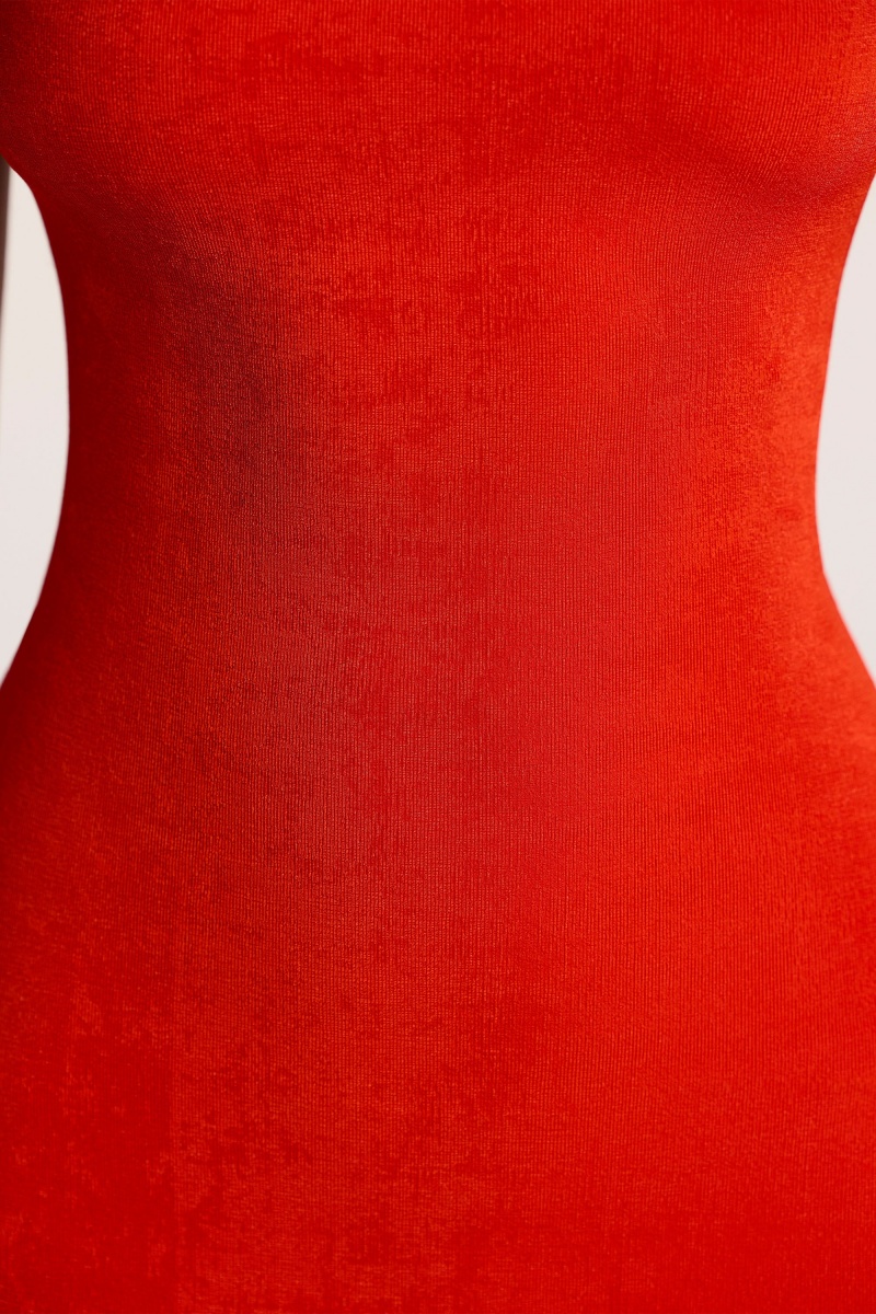 Red Women's Oh Polly Textured Jersey Open Back Maxi Dress | 50629VCUZ