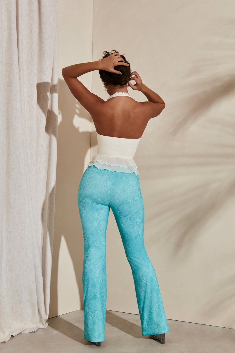 Turquoise Women's Oh Polly Detail Flare Pants | 10893WGXK