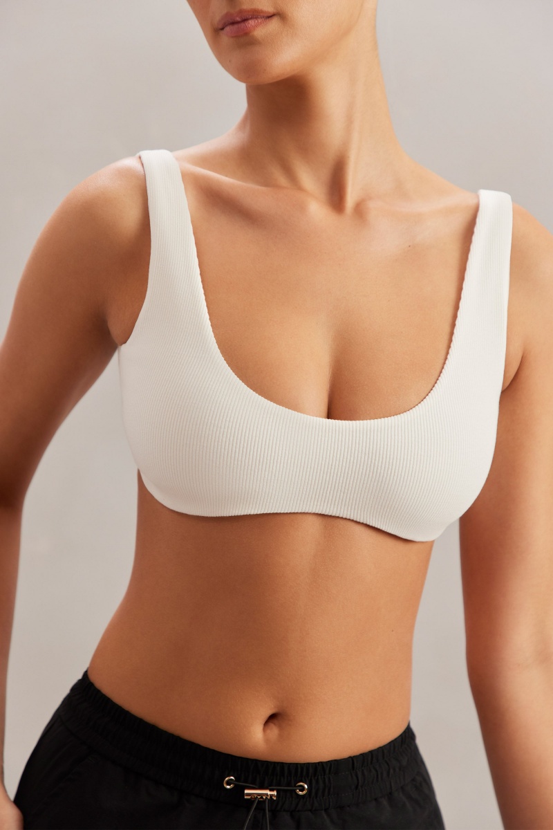 White Women's Oh Polly Plunge Neck Bra | 25816VGRA