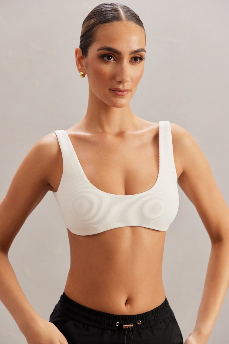 White Women's Oh Polly Plunge Neck Bra | 25816VGRA